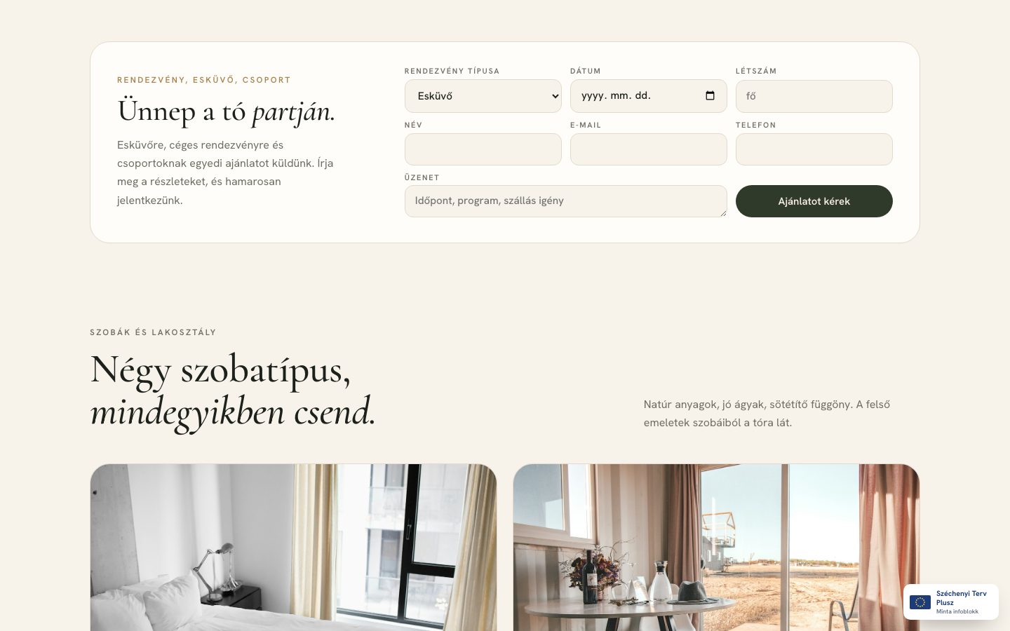 Zimmer und Pakete auf einer Hotel-Website